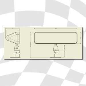 Sportscar Mirror - Centre Mount - Flat - White - 75mm Stem